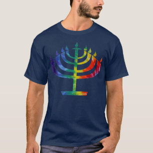 Camiseta Colorido Tie Dye Chanukah Hanukkah Menorah