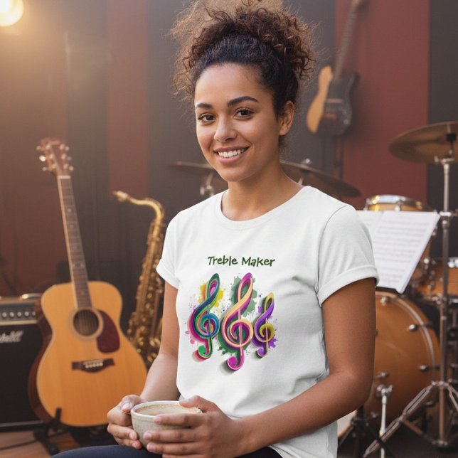 Camiseta Colorido Treble Clef Music Design (Subido por el creador)