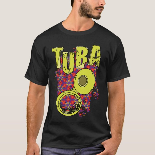 Camiseta Colorido Tuba Texto y patrón (Anverso)