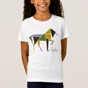 Camiseta Colorido Unicornio - Resumen moderno Tangrama eleg