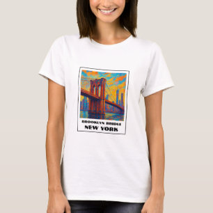 Camiseta Colorido viaje por el puente de Brooklyn en Nueva 
