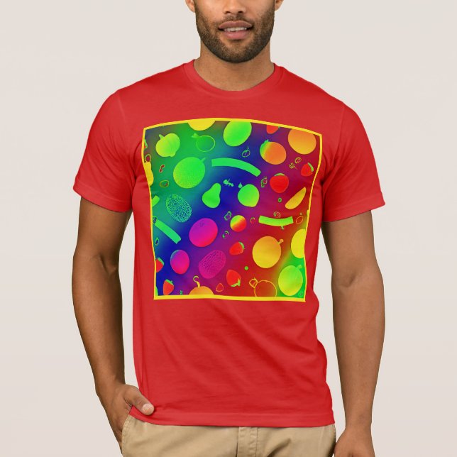Camiseta Colorido Vibrante Neon Fruits Pattern Art (Anverso)