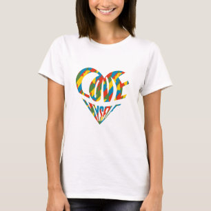 Camiseta Colorido Vintage Cute Heart Love Myself Pop Art