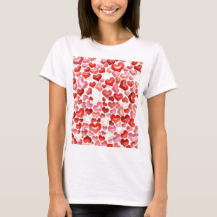 Camiseta Colorido Whimsical Corazón Pequeño Rojo Rosa Blanc