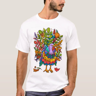 Camiseta Colorido y divertido pavo estilizado