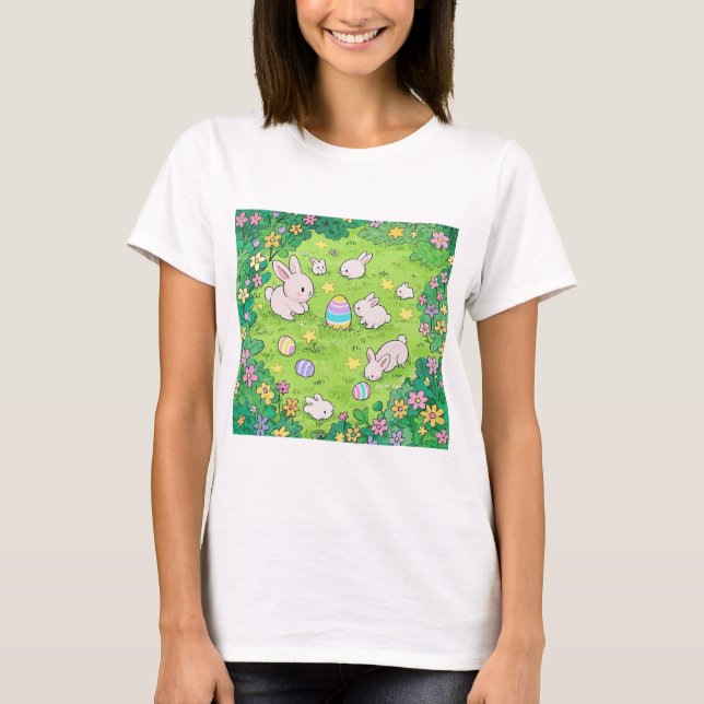 Camiseta Coloridos conejitos de Pascua (Anverso)
