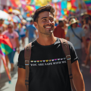 Camiseta Coloridos corazones LGBT que estás a salvo conmigo