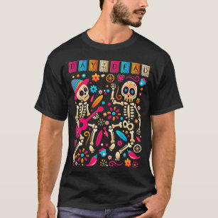 Camiseta Coloridos esqueletos mexicanos de baile lindo día