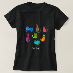 Camiseta Coloridos gatos locos en acuarela
