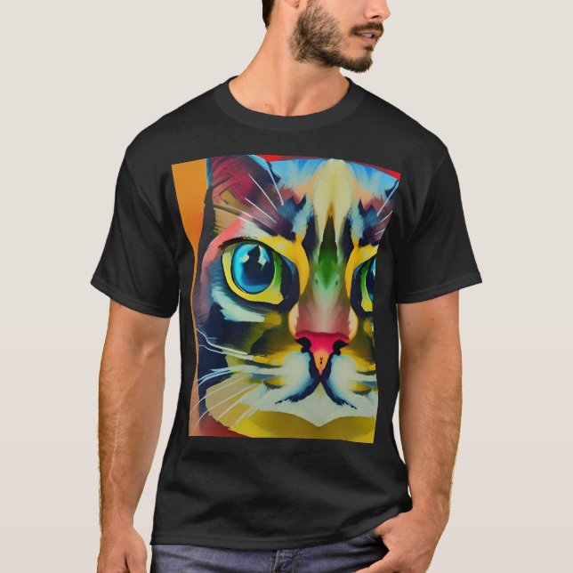 Camiseta Coloridos gatos oculares trazos abstractos gatitos (Anverso)