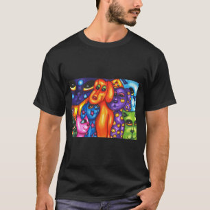 Camiseta coloridos gatos y perros arte original abstracto
