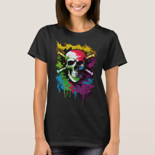 Camiseta Coloridos huesos de cráneo de la bandera pirata Jo