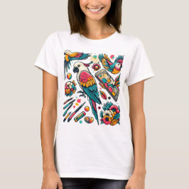 Camiseta Coloridos loros Arte Tropical