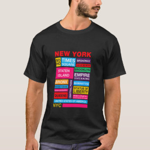 Camiseta Coloridos monumentos famosos de Nueva York, este e