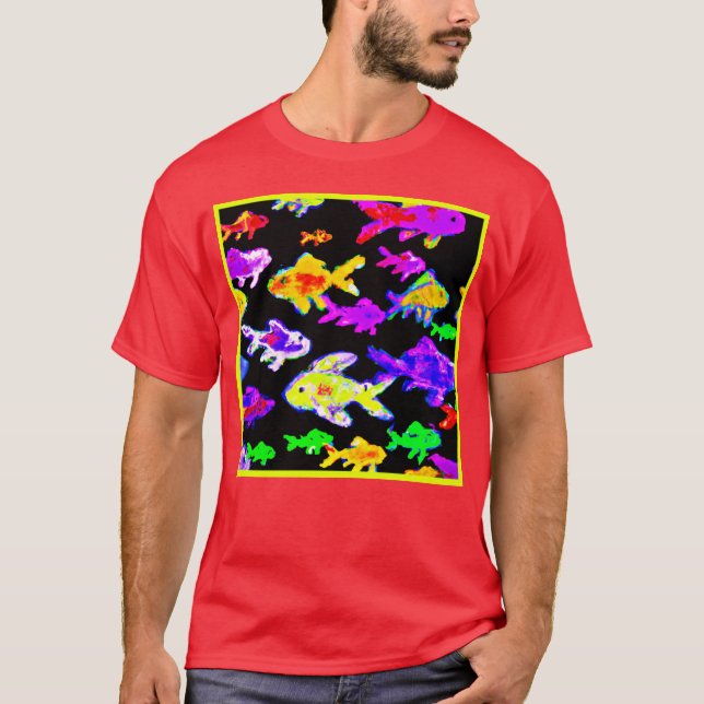 Camiseta Coloridos Patrones De Pescado Pintura Arte. Compra (Anverso)