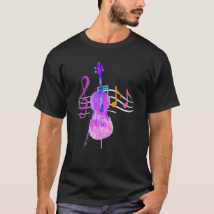 Camiseta Colorous Music Notes Cello Player Treble Clef Cell