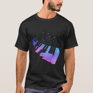 Camiseta Colorous Piano Keyboard Music Notes Pianist Musici