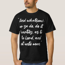 Camiseta Colosenses 3:23 KJV Verso de la Biblia en letra de