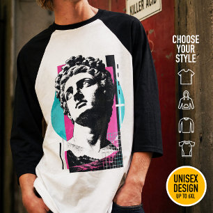 Camiseta Colosos Synthwave Cristiano Moderno Retro Cuadrícu
