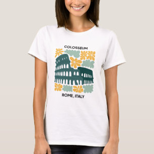 Camiseta Colosseo Roma Italia abstracto viaje arte floral