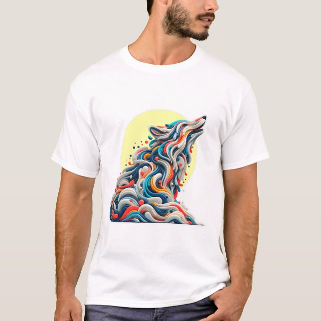 Camiseta Colourful Abstract Wolf - Modern Art T-Shirt (Anverso)