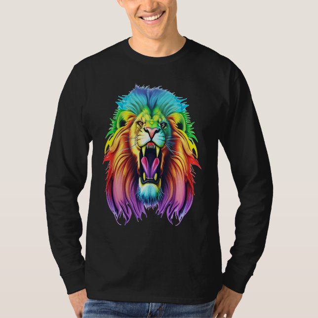Camiseta Colourful Africa Lion Head Lion Lover Animal Art (Anverso)