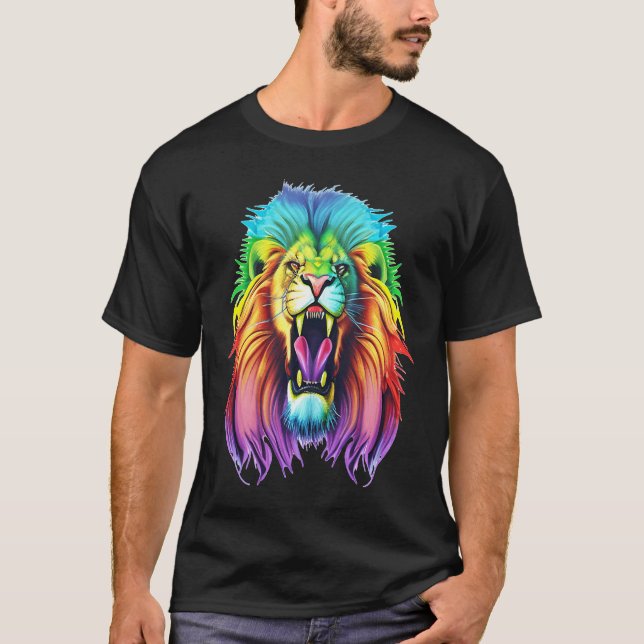 Camiseta Colourful Africa Lion Head Lion Lover Animal Art (Anverso)