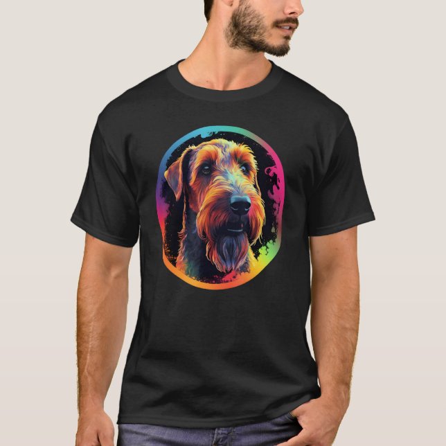 Camiseta Colourful Airedale Terrier Dog Dad Mom Graffity (Anverso)