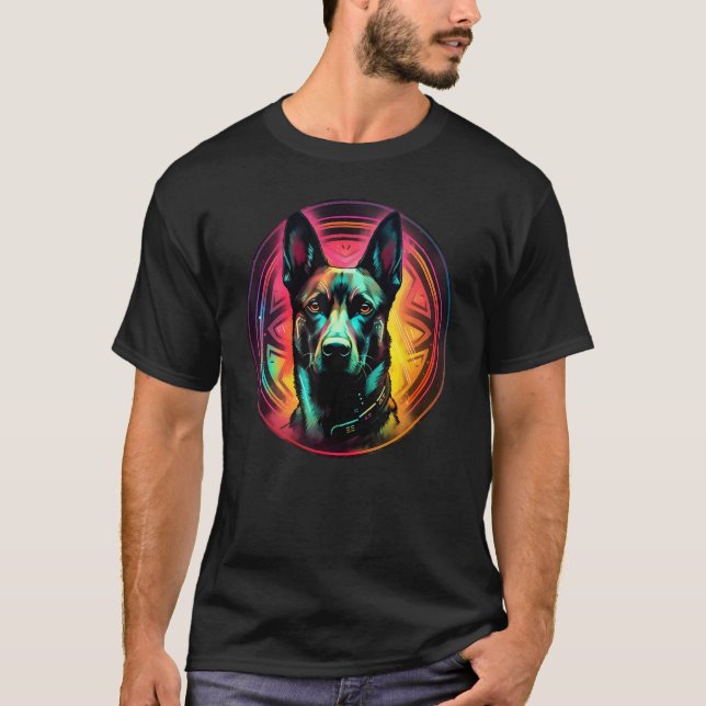 Camiseta Colourful Belgian Malinois Dog Dad Mom Graffity (Anverso)
