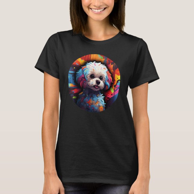 Camiseta Colourful Bichon Frise Dog Dad Mom Graffity 1 (Anverso)