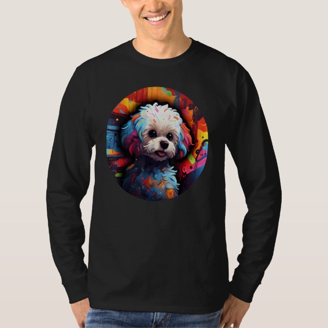 Camiseta Colourful Bichon Frise Dog Dad Mom Graffity 1 (Anverso)