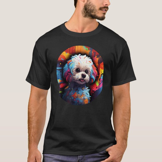 Camiseta Colourful Bichon Frise Dog Dad Mom Graffity 1 (Anverso)