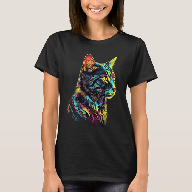 Camiseta Colourful Cat - Pet Animal Art Cat (Anverso)