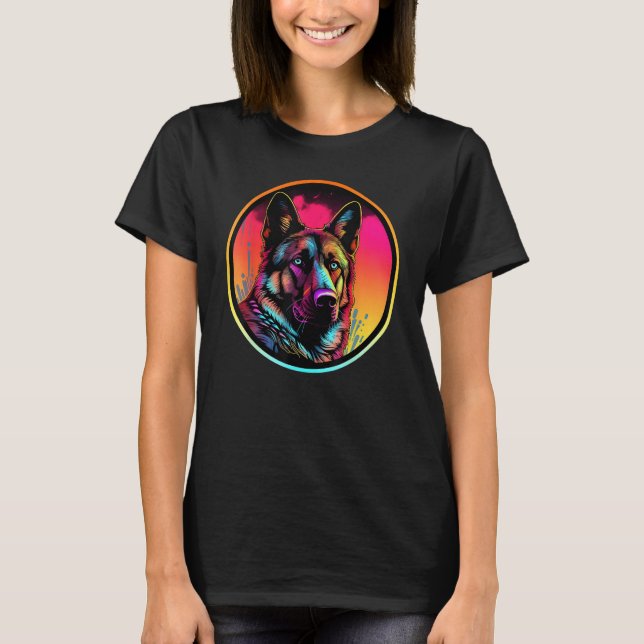 Camiseta Colourful German Shepherd Dog Dad Mom Graffity (Anverso)