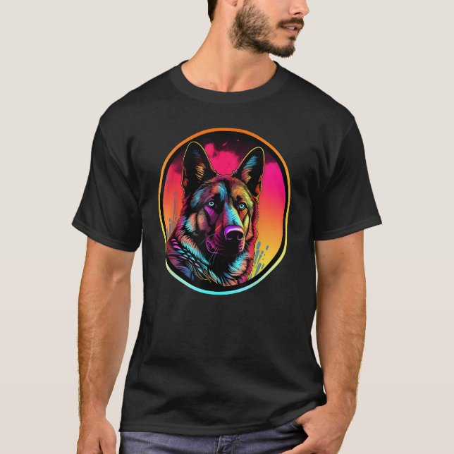 Camiseta Colourful German Shepherd Dog Dad Mom Graffity (Anverso)