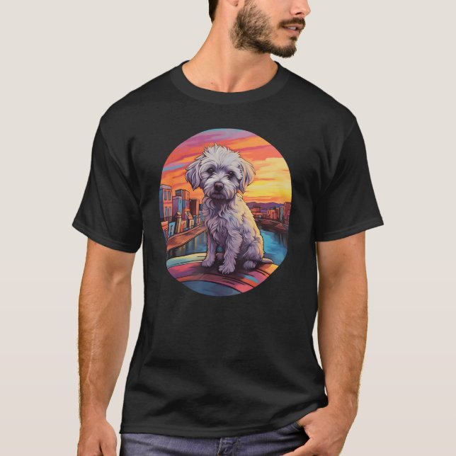 Camiseta Colourful Maltese Dog Dad Mom Graffity (Anverso)