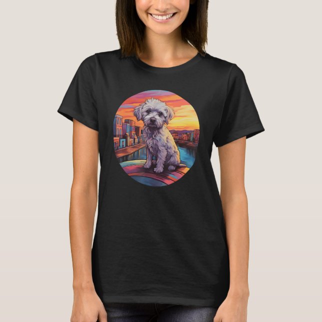 Camiseta Colourful Maltese Dog Dad Mom Graffity (Anverso)