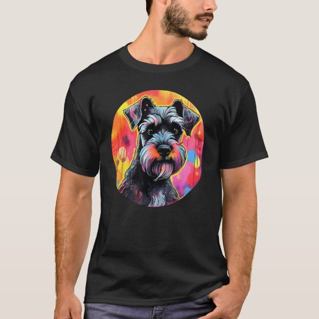Camiseta Colourful Miniature Schnauzer Dog Dad Mom Graffity (Anverso)