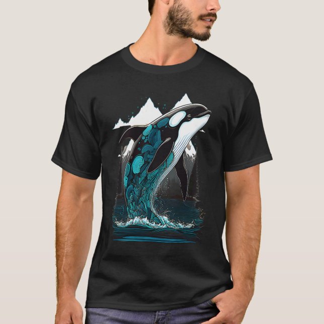 Camiseta Colourful mystical orca whale watching dolphin pot (Anverso)
