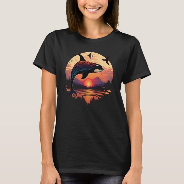 Camiseta Colourful mystical orca whale watching dolphin pot (Anverso)