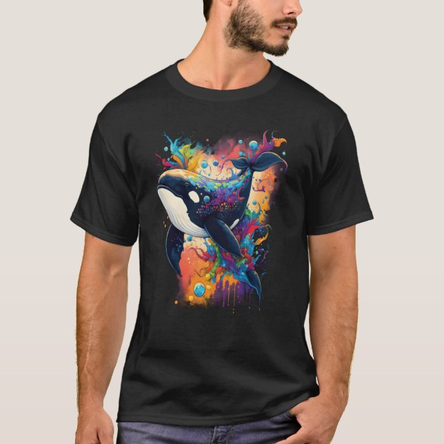 Camiseta Colourful mystical orca whale watching dolphin pot (Anverso)