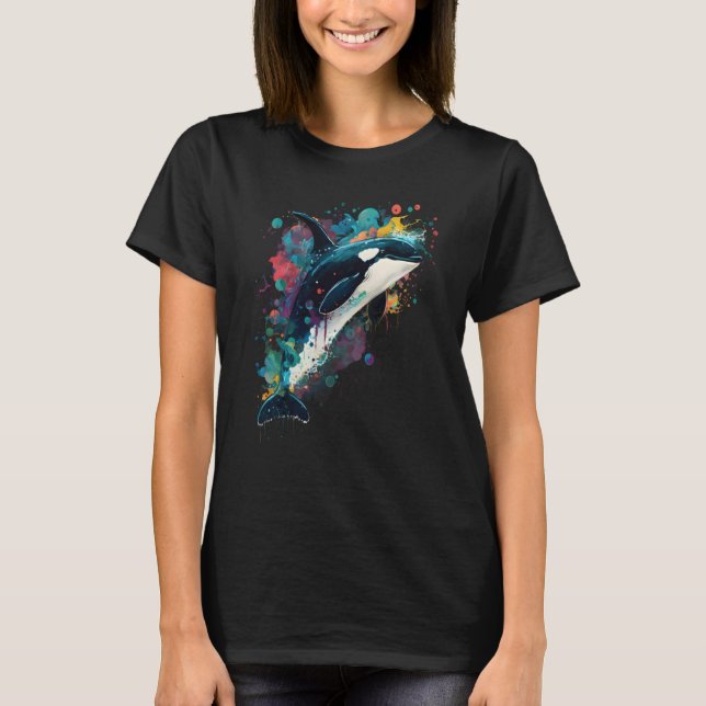Camiseta Colourful mystical orca whale watching dolphin pot (Anverso)
