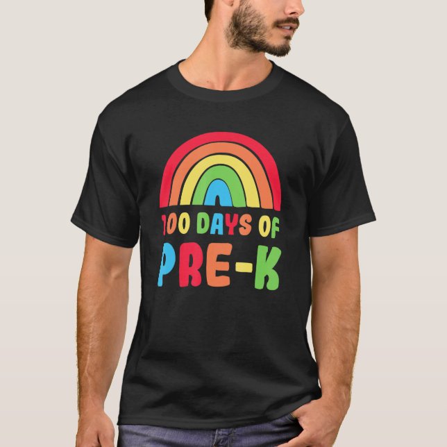 Camiseta Colourful Rainbow 100 Days Of Pre K Day Of School (Anverso)
