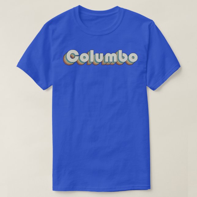 Camiseta Columbo retro estilo tipografía arcoiris 70 (Diseño del anverso)