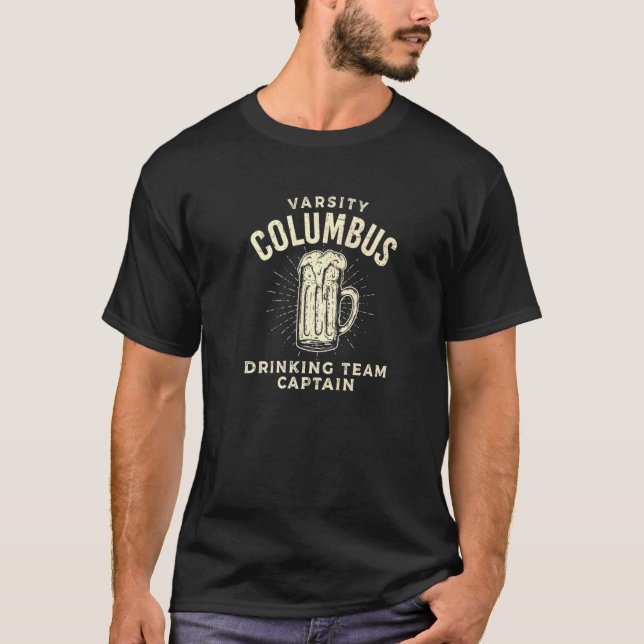 Camiseta Columbus Equipo de Bebida Capitán Beer Fiesta Drin (Anverso)