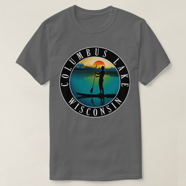 Camiseta Columbus Lake Wisconsin Paddleboarding (Diseño del anverso)