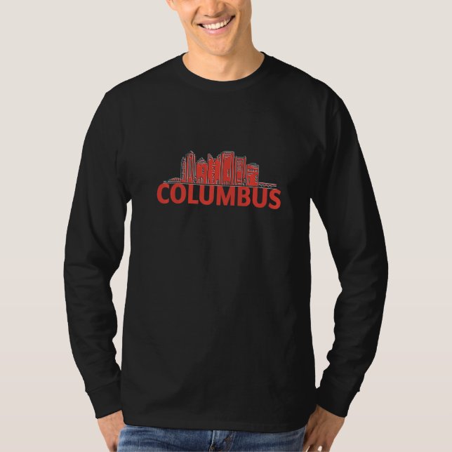 Camiseta Columbus Ohio USA City Skyline Silhouette Outline  (Anverso)