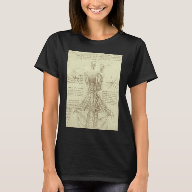 Camiseta Columna espinal de anatomía humana de Leonardo da  (Anverso)