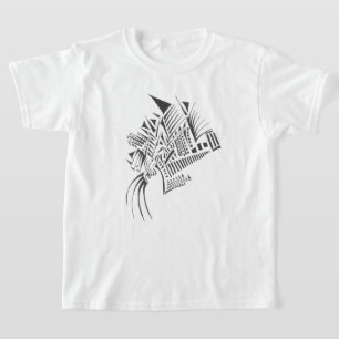 Camiseta Columnas Arte de Tatuaje Tribal Abstracto Blanco N