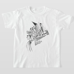 Camiseta Columnas Arte de Tatuaje Tribal Abstracto Negro Bl